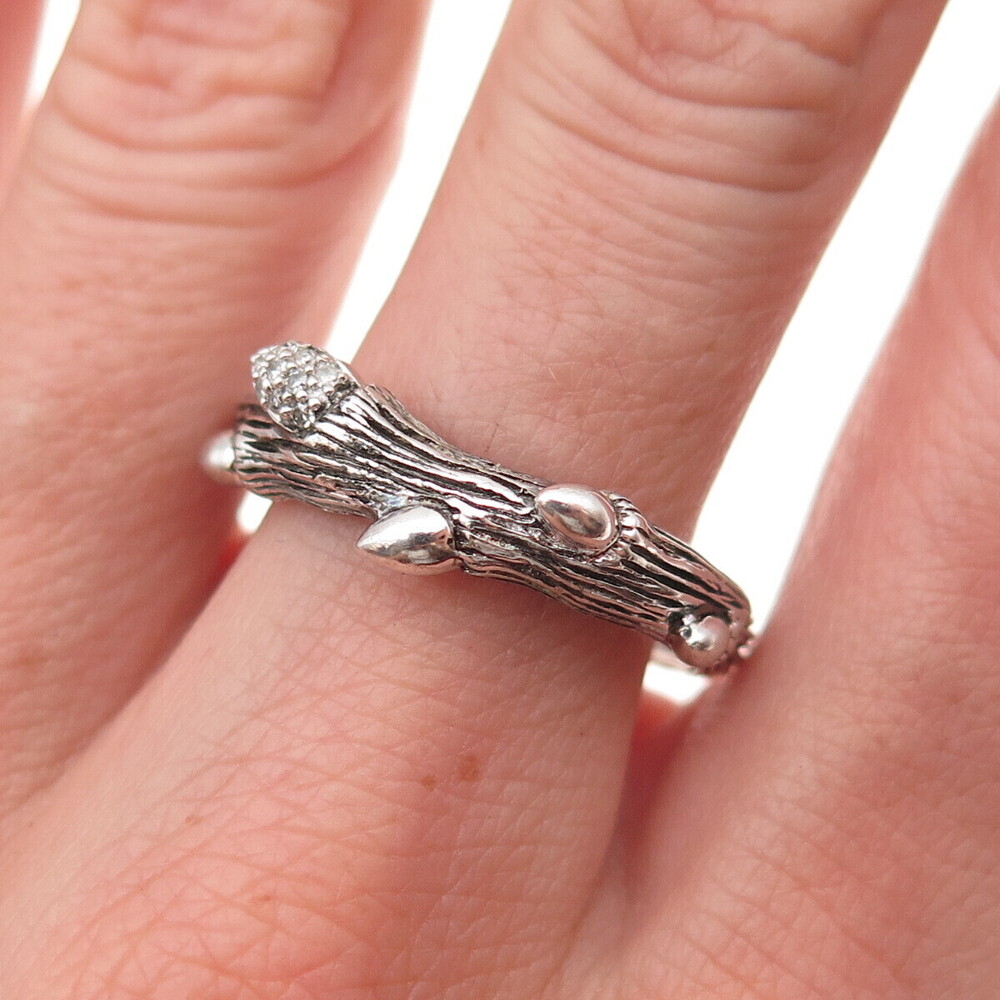 Stephen Dweck 925 Sterling Silver Real Diamond Fortuna Branch Ring Size 9.25